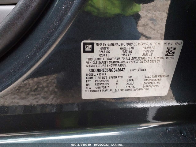 Chevrolet Silverado 1500 2lt 2017 3GCUKREC6HG343647 Image 9
