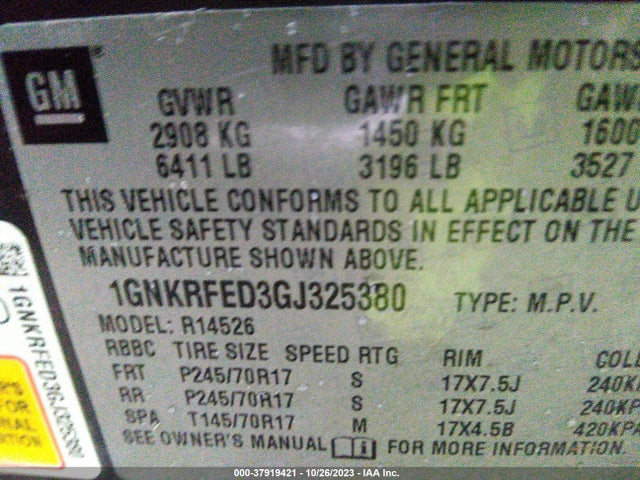 Chevrolet Traverse Ls 2016 1GNKRFED3GJ325380 Image 9