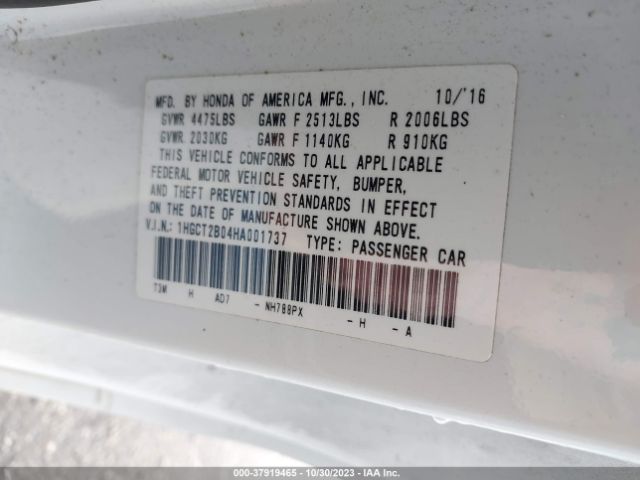 1HGCT2B04HA001737 Honda Accord Touring V6