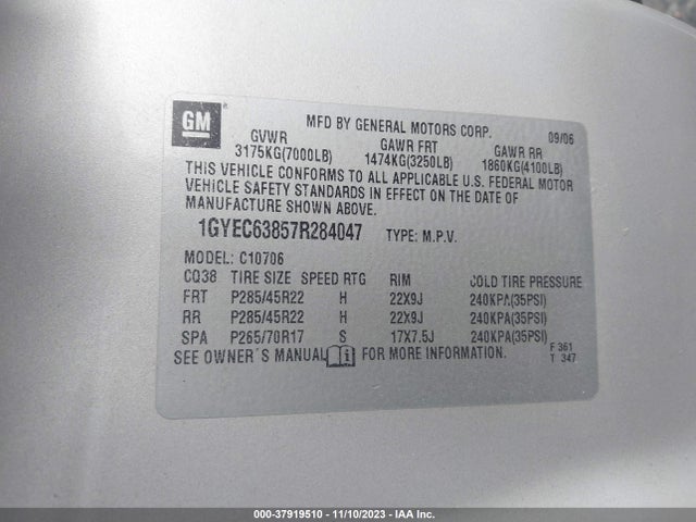 2007 CADILLAC ESCALADE 1GYEC63857R284047 Photo 8