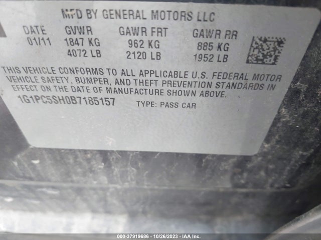2011 CHEVROLET CRUZE LS VIN: 1G1PC5SH0B7185157