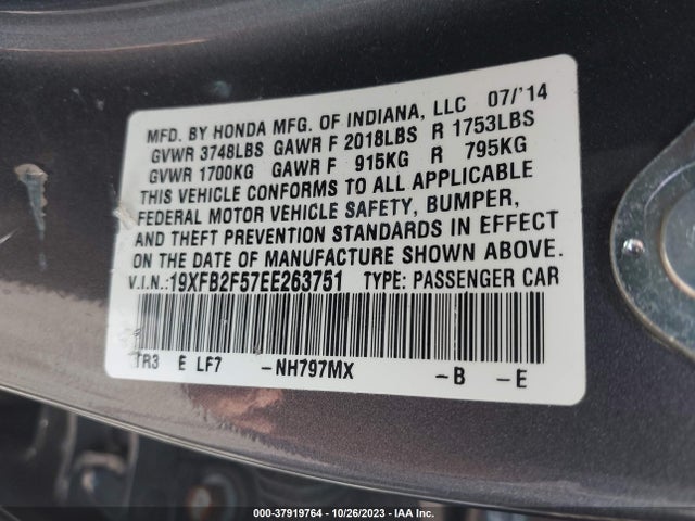 Honda Civic Lx 2014 19XFB2F57EE263751 Image 9