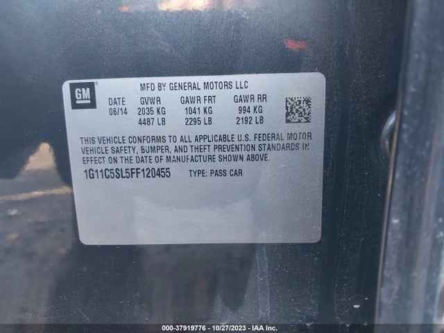 Chevrolet MALIBU 1LT 2015 1G11C5SL5FF120455 Image 9