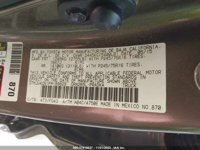 Toyota Tacoma Prerunner 2015 3TMJU4GN1FM189829 Image 9