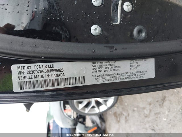 Dodge Challenger Sxt 2021 2C3CDZAG5MH596925 Image 9