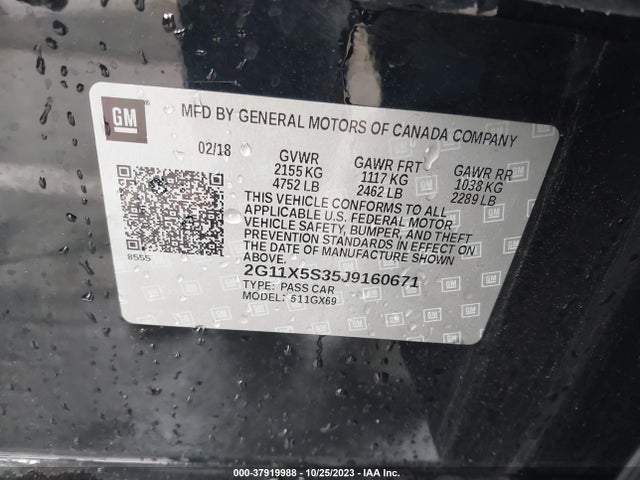 Chevrolet IMPALA LS 2018 2G11X5S35J9160671 Image 9