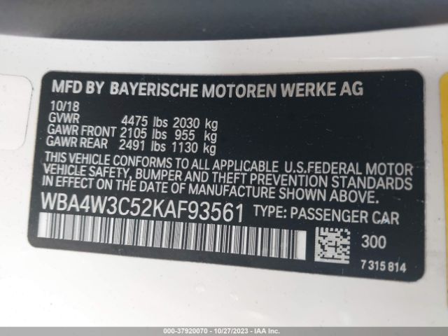 WBA4W3C52KAF93561 BMW 430I