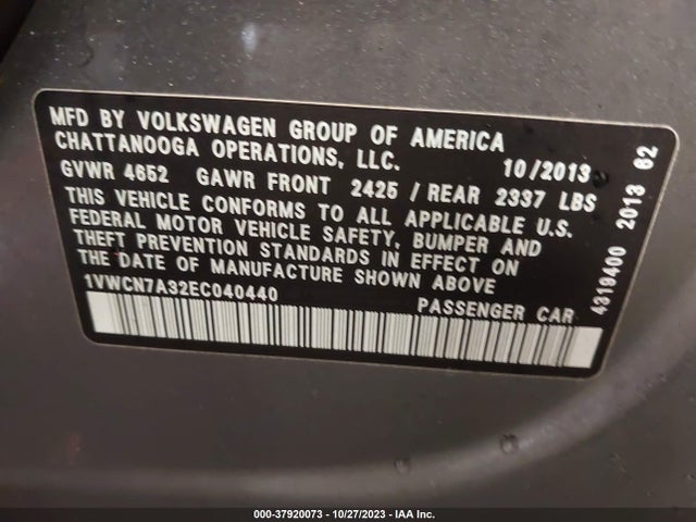 1VWCN7A32EC040440 Volkswagen Passat Tdi Sel Premium