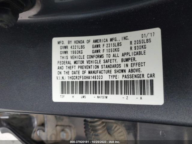 1HGCR2F5XHA146303 Honda Accord Sedan Sport