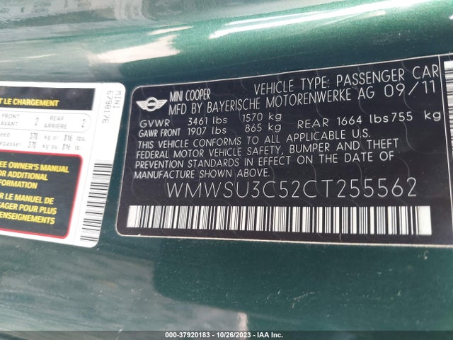 2012 MINI COOPER WMWSU3C52CT255562 Photo 8