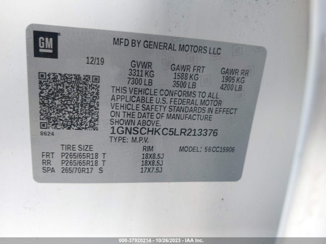 Chevrolet Suburban 2wd Lt 2020 1GNSCHKC5LR213376 Image 9