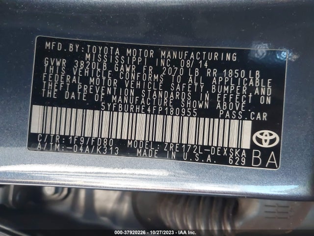 Toyota Corolla S 2015 5YFBURHE4FP180955 Image 9