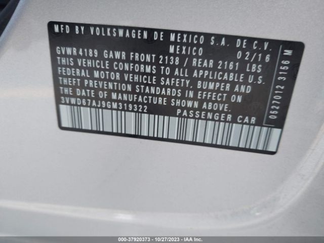 2016 VOLKSWAGEN JETTA SEDAN 3VWD67AJ9GM319322 Photo 8