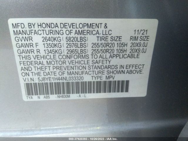5J8YE1H44NL033320 Acura Mdx W/technology Package