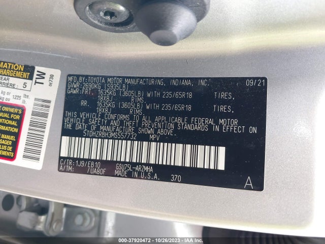 Toyota Highlander Xle 2021 5TDHZRBH3MS557732 Image 9