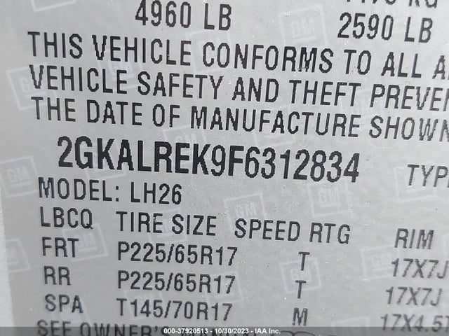 GMC Terrain Sle 2015 2GKALREK9F6312834 Image 9