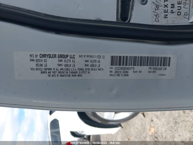 2013 DODGE CHARGER SE VIN: 2C3CDXBG9DH624776