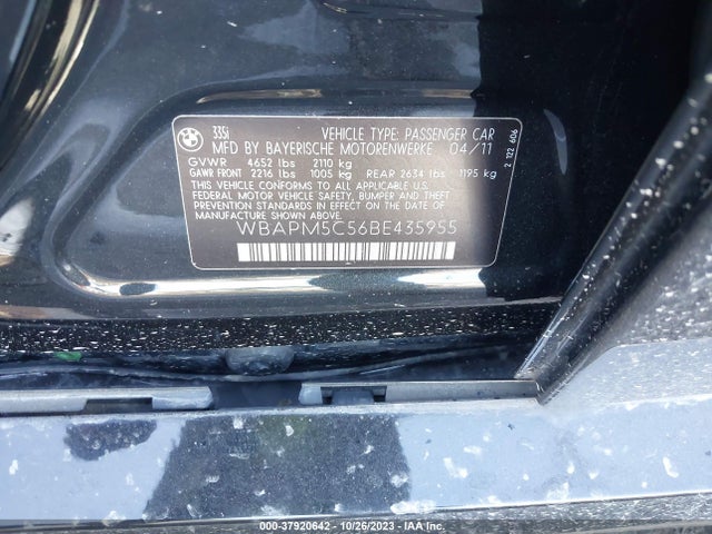 2011 BMW 3 SERIES 335I VIN: WBAPM5C56BE435955
