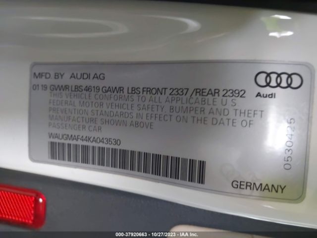 WAUGMAF44KA043530 Audi A4 40 Premium/40 Titanium Premium