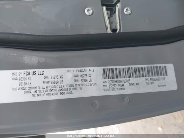 2C3CDXBG2KH728085 Dodge Charger Sxt Rwd