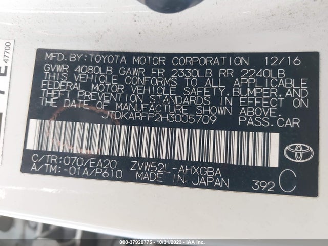 Toyota Prius Prime Plus/premium/advanced 2017 JTDKARFP2H3005709 Image 9