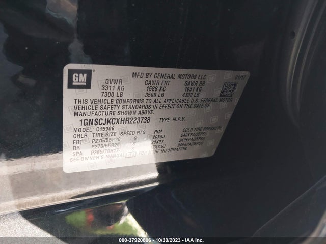Chevrolet Suburban Premier 2017 1GNSCJKCXHR223738 Image 9