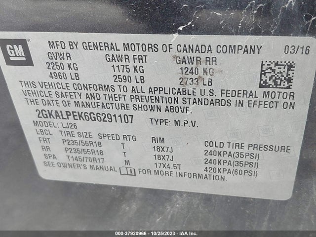 GMC Terrain Slt 2016 2GKALPEK6G6291107 Image 9