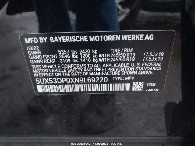 5UX53DP0XN9L69220 BMW X3 Xdrive30i