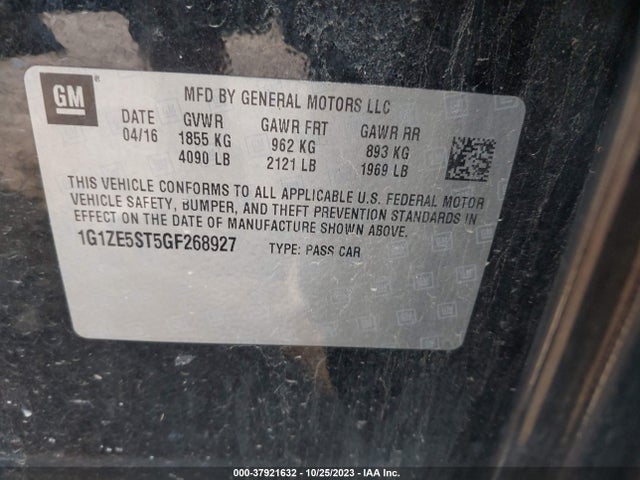 Chevrolet MALIBU 1LT 2016 1G1ZE5ST5GF268927 Image 9