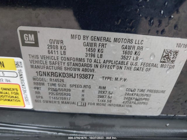 Chevrolet Traverse Lt 2017 1GNKRGKD3HJ193877 Image 9