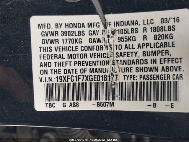 Honda Civic Sedan Ex-l 2016 19XFC1F7XGE018177 Image 9