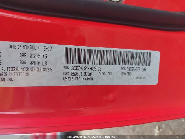 Dodge Charger Srt Hellcat Rwd 2017 2C3CDXL94HH623122 Image 9
