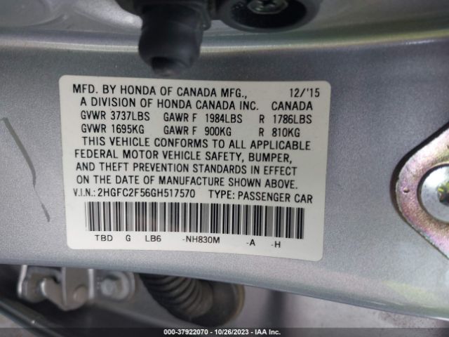2HGFC2F56GH517570 Honda Civic Sedan Lx