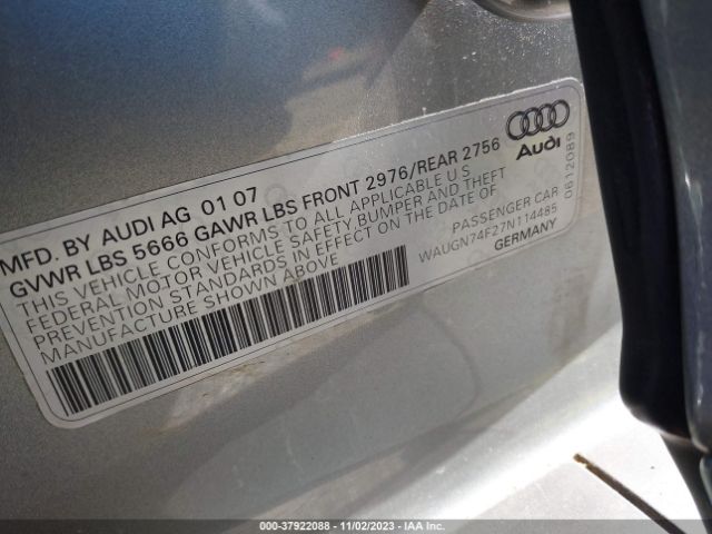 2007 AUDI S6 WAUGN74F27N114485 Photo 8