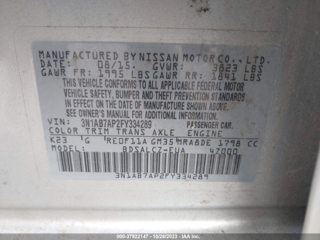 Nissan SENTRA S 2015 3N1AB7AP2FY334289 Image 9