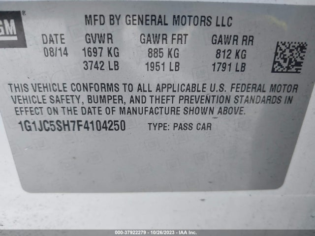 Chevrolet SONIC LT 2015 1G1JC5SH7F4104250 Image 9