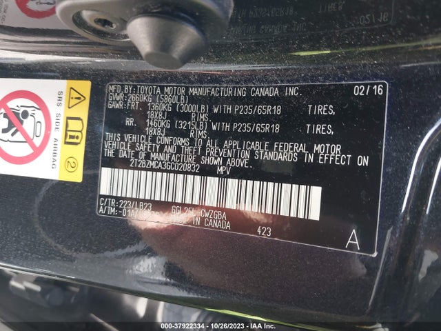 Lexus RX 350 2016 2T2BZMCA3GC020832 Image 9