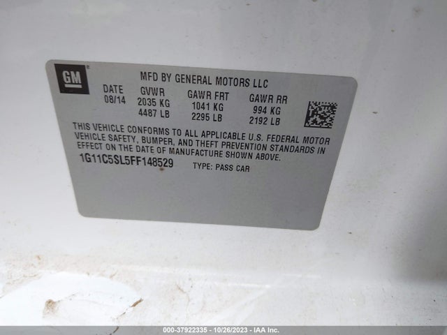 2015 CHEVROLET MALIBU 1LT VIN: 1G11C5SL5FF148529