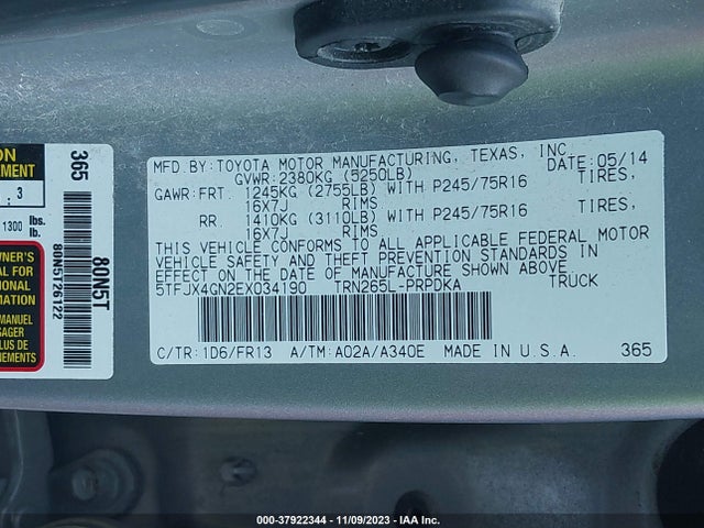 Toyota Tacoma Prerunner 2014 5TFJX4GN2EX034190 Image 9