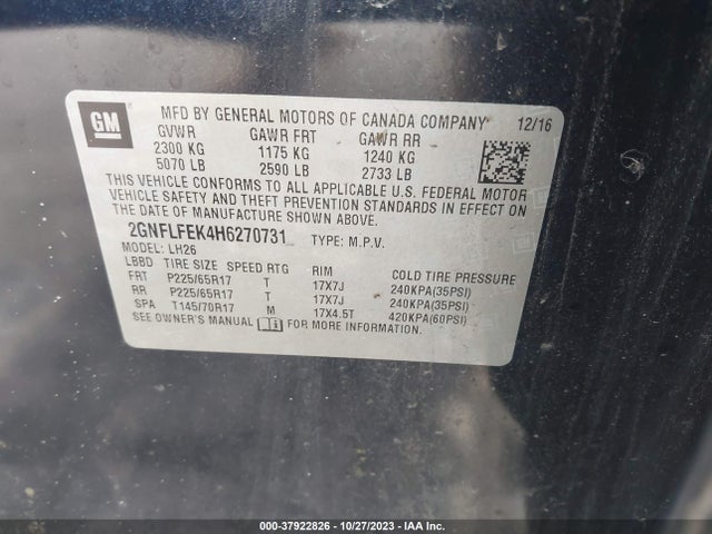 Chevrolet EQUINOX LT 2017 2GNFLFEK4H6270731 Image 9