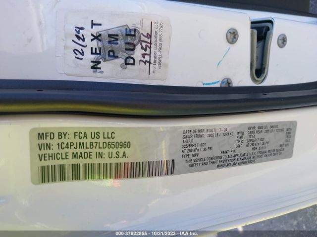 1C4PJMLB7LD650960 Jeep Cherokee Latitude Plus