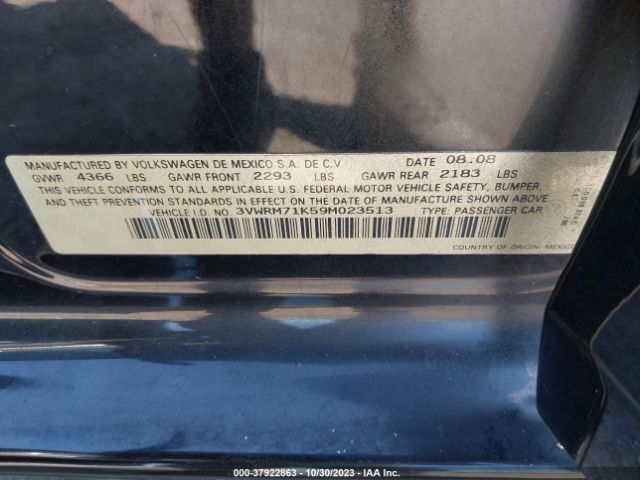 2009 VOLKSWAGEN JETTA SEDAN 3VWRM71K59M023513 Photo 8