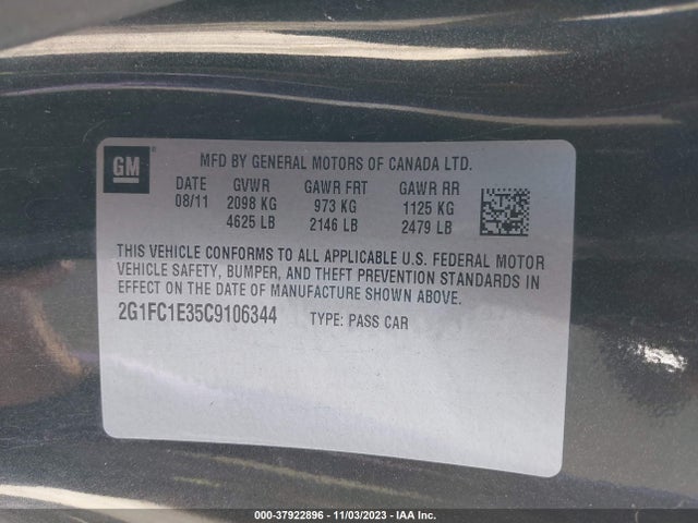 2012 CHEVROLET CAMARO 2LT VIN: 2G1FC1E35C9106344