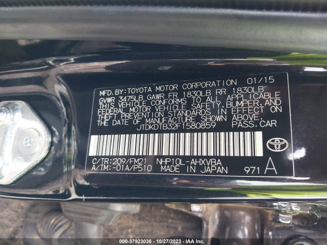 Toyota Prius C One/two/three/four 2015 JTDKDTB32F1580859 Image 9