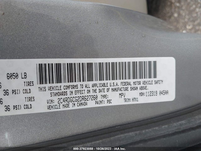 2013 DODGE GRAND CARAVAN SXT VIN: 2C4RDGCG2DR627260