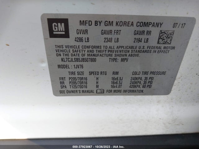 Chevrolet Trax Lt 2018 KL7CJLSB5JB507800 Image 9