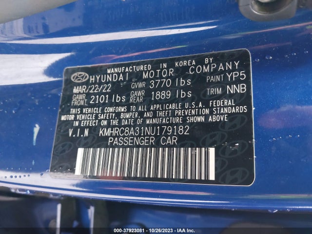 Hyundai Venue Limited 2022 KMHRC8A31NU179182 Image 9