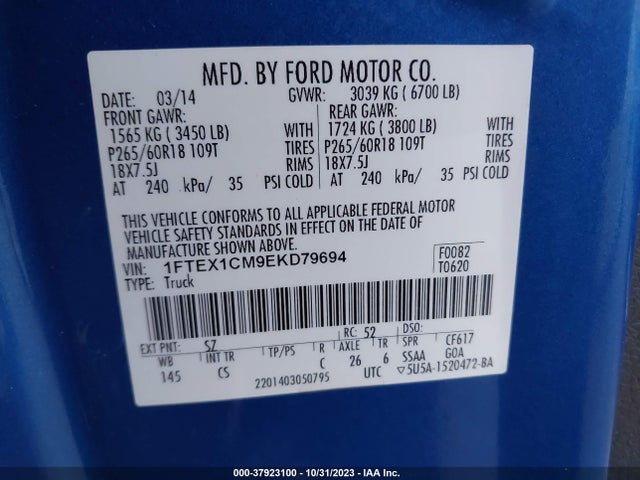 Ford F-150 Stx 2014 1FTEX1CM9EKD79694 Image 9