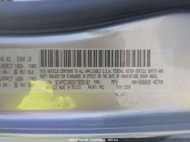 3C4PDCAB2KT859181 Dodge Journey Se Value Package