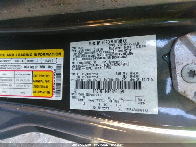 2015 FORD MUSTANG ECOBOOST VIN: 1FA6P8TH4F5351159